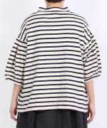 リサイクルコットンボーダー　モックネックプルオーバー