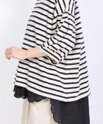 リサイクルコットンボーダー　モックネックプルオーバー