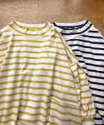 リサイクルコットンボーダー　モックネックプルオーバー