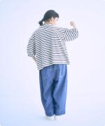 リサイクルコットンボーダー　モックネックプルオーバー