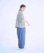 リサイクルコットンボーダー　モックネックプルオーバー