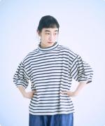 リサイクルコットンボーダー　モックネックプルオーバー