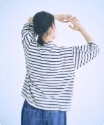 リサイクルコットンボーダー　モックネックプルオーバー