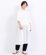 コットンウェービーボイル×コットン天竺　アシメワンピース