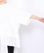 コットンウェービーボイル×コットン天竺　アシメワンピース