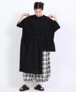 コットンウェービーボイル×コットン天竺　アシメワンピース