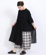 コットンウェービーボイル×コットン天竺　アシメワンピース