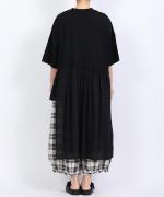 コットンウェービーボイル×コットン天竺　アシメワンピース
