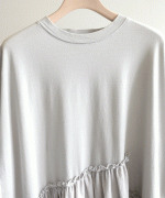 コットンウェービーボイル×コットン天竺　アシメワンピース