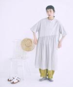 コットンウェービーボイル×コットン天竺　アシメワンピース