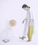 コットンウェービーボイル×コットン天竺　アシメワンピース