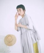 コットンウェービーボイル×コットン天竺　アシメワンピース