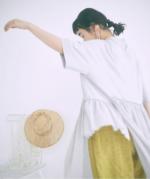 コットンウェービーボイル×コットン天竺　アシメワンピース