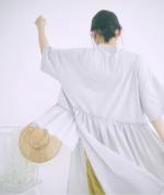 コットンウェービーボイル×コットン天竺　アシメワンピース