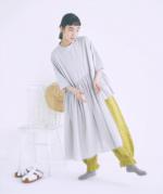 コットンウェービーボイル×コットン天竺　アシメワンピース