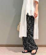 コットンウェービーボイル×コットン天竺　アシメワンピース