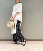 コットンウェービーボイル×コットン天竺　アシメワンピース