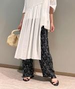 コットンウェービーボイル×コットン天竺　アシメワンピース