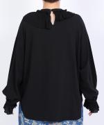 Percee天竺×シアーリブ　フリル衿プルオーバー