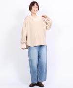 Percee天竺×シアーリブ　フリル衿プルオーバー