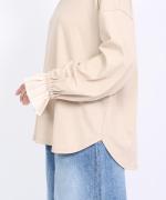 Percee天竺×シアーリブ　フリル衿プルオーバー