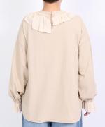 Percee天竺×シアーリブ　フリル衿プルオーバー