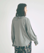 Percee天竺×シアーリブ　フリル衿プルオーバー