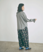 Percee天竺×シアーリブ　フリル衿プルオーバー