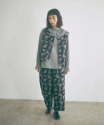 Percee天竺×シアーリブ　フリル衿プルオーバー