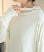 コットンチュール　ハイネックロングTシャツ