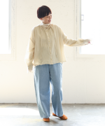 コットンチュール　ハイネックロングTシャツ