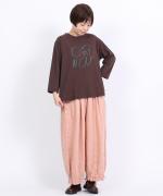 ラフィ天竺　7分袖プリントT（On my WAY）