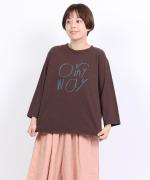 ラフィ天竺　7分袖プリントT（On my WAY）