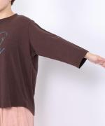 ラフィ天竺　7分袖プリントT（On my WAY）