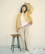 ガーゼ裏毛×リネンレーヨン　フリルプルオーバー