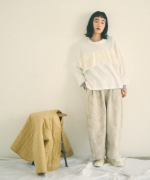 ガーゼ裏毛×リネンレーヨン　フリルプルオーバー