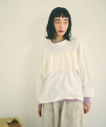ガーゼ裏毛×リネンレーヨン　フリルプルオーバー