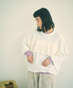 ガーゼ裏毛×リネンレーヨン　フリルプルオーバー