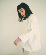 ガーゼ裏毛×リネンレーヨン　フリルプルオーバー