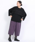 ガーゼ裏毛×リネンレーヨン　フリルプルオーバー