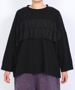 ガーゼ裏毛×リネンレーヨン　フリルプルオーバー