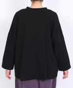 ガーゼ裏毛×リネンレーヨン　フリルプルオーバー