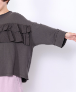 ガーゼ裏毛×リネンレーヨン　フリルプルオーバー