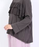 ガーゼ裏毛×リネンレーヨン　フリルプルオーバー