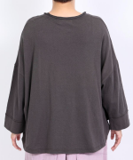 ガーゼ裏毛×リネンレーヨン　フリルプルオーバー