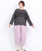 ガーゼ裏毛×リネンレーヨン　フリルプルオーバー