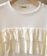 ガーゼ裏毛×リネンレーヨン　フリルプルオーバー