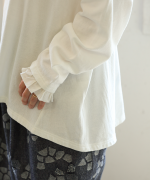 ガーゼ裏毛×リネンレーヨン　フリルカラープルオーバー