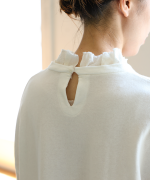 ガーゼ裏毛×リネンレーヨン　フリルカラープルオーバー