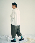 ガーゼ裏毛×リネンレーヨン　フリルカラープルオーバー